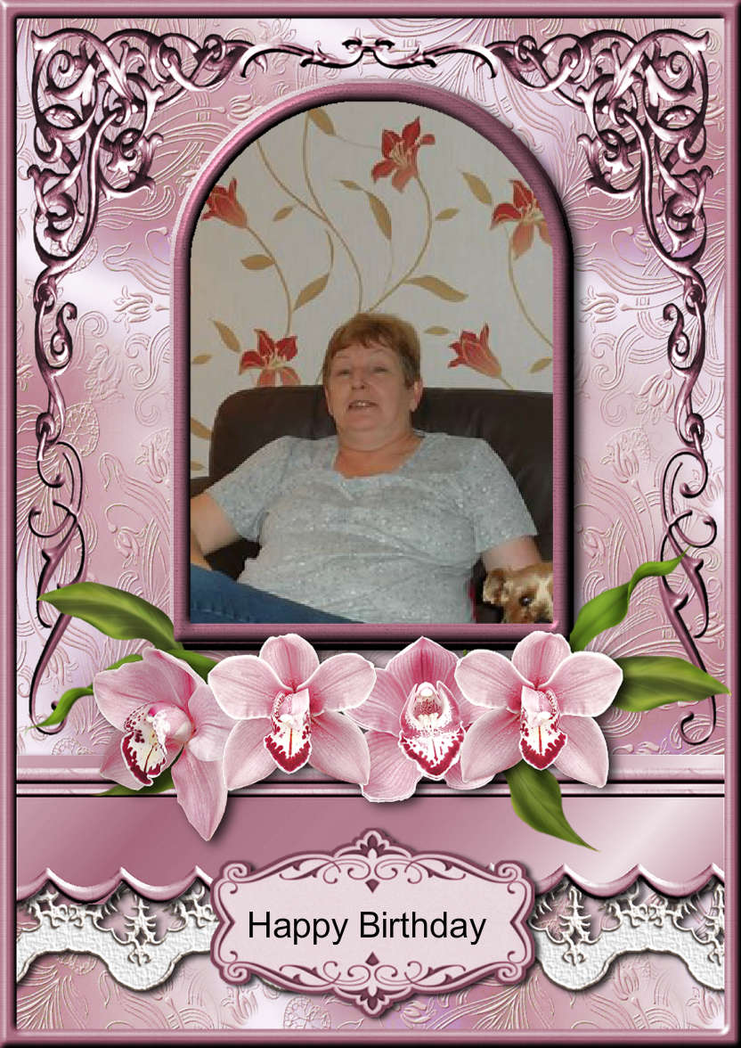 Pink Orchids Arched Frame Card - card made with Crafty Bob's Card Creator