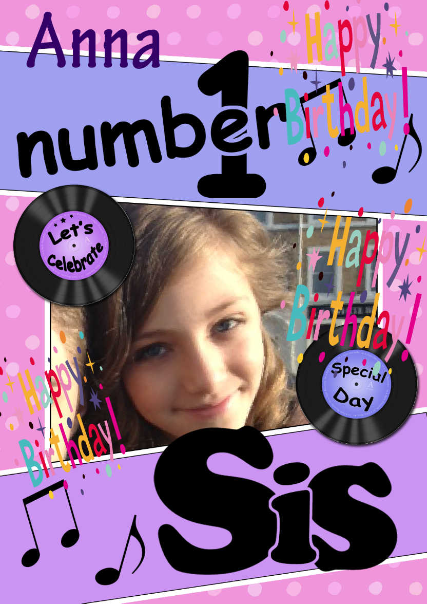 No 1 Sis Record Photo Upload Card - card made with Crafty Bob's Card Creator