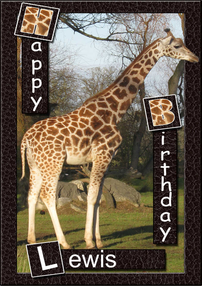 Birthday Giraffe - card made with Crafty Bob's Card Creator