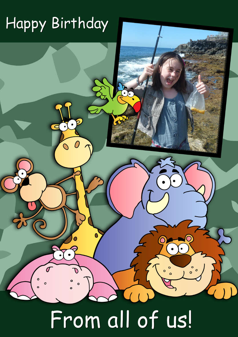 Jungle Animals Aperture Card - card made with Crafty Bob's Card Creator