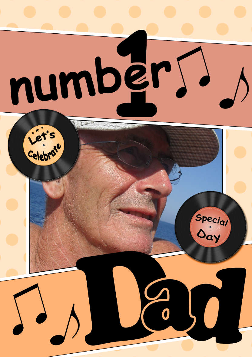 No 1 Dad Record Photo Upload Card - card made with Crafty Bob's Card Creator