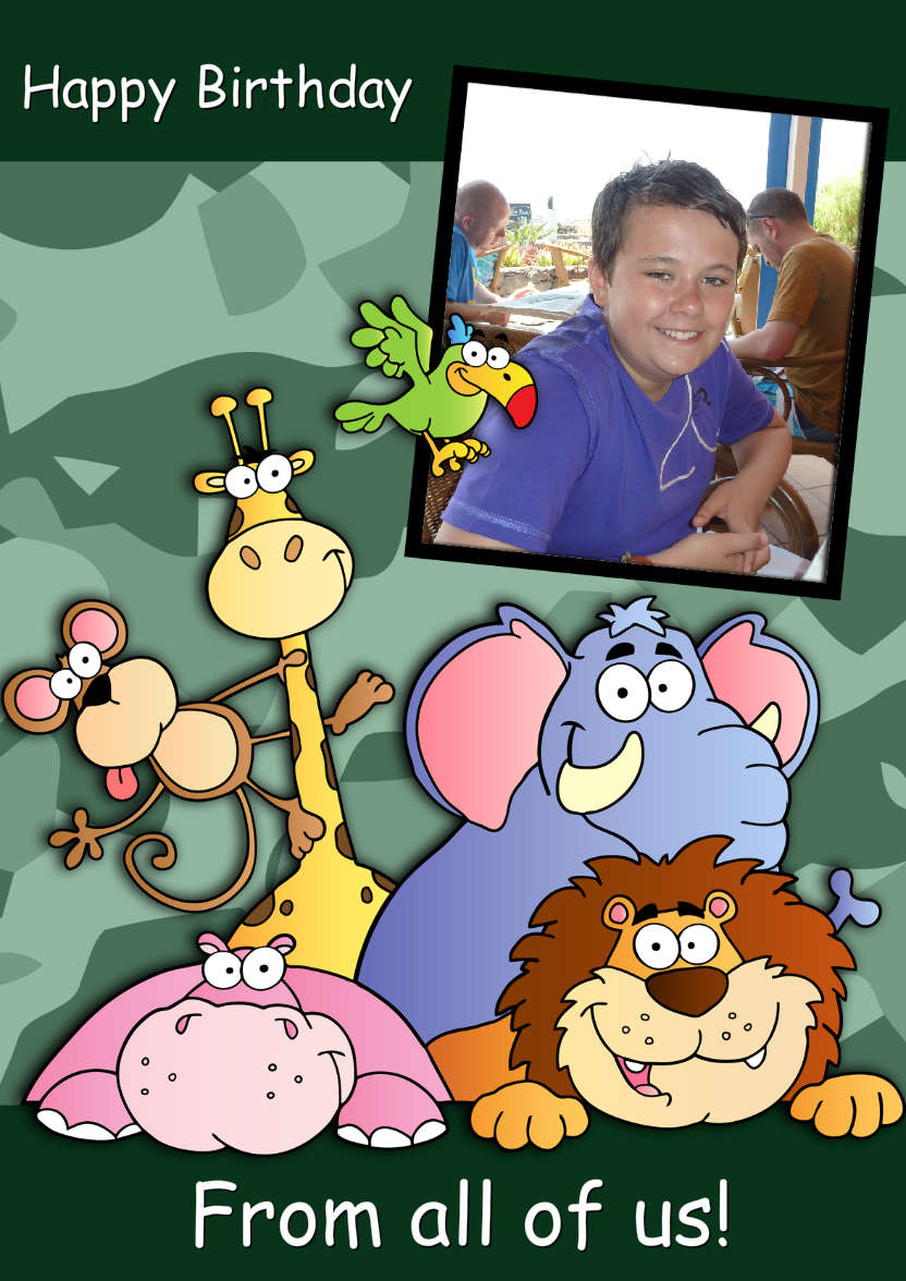 Jungle Animals Aperture Card - card made with Crafty Bob's Card Creator