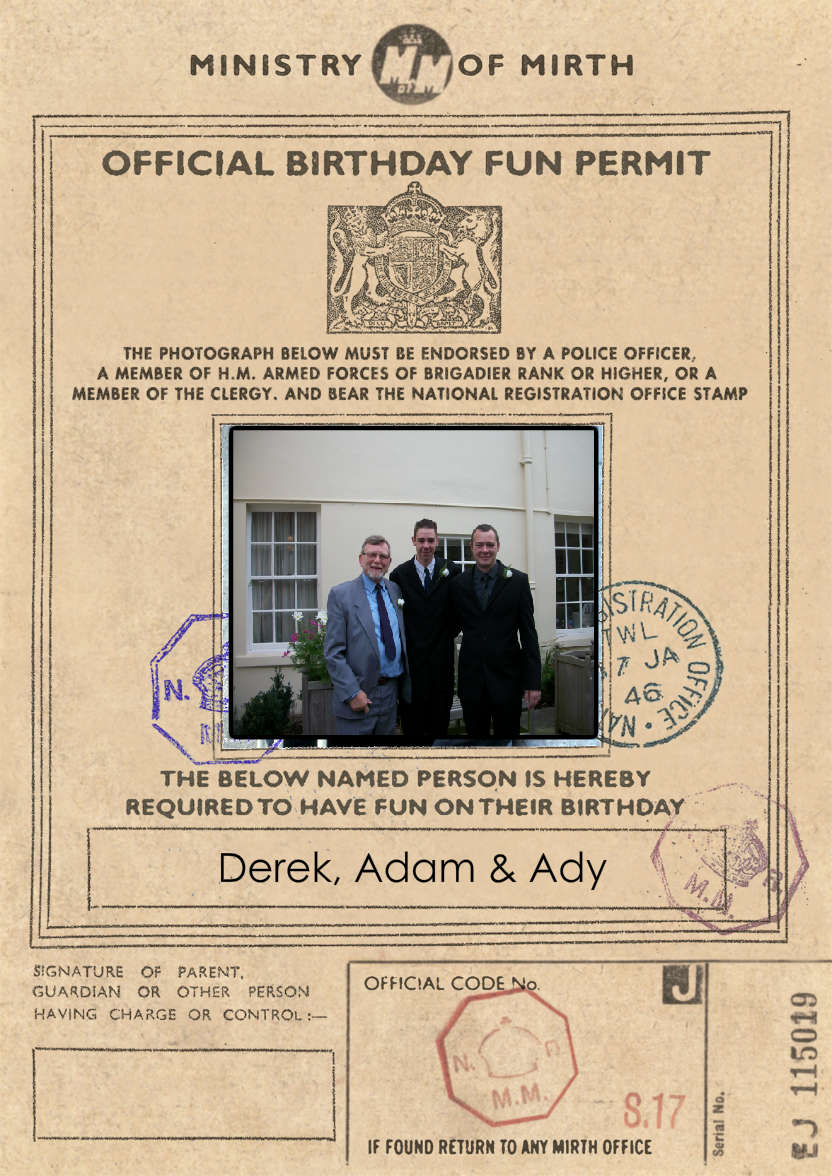 Birthday Fun Permit - card made with Crafty Bob's Card Creator
