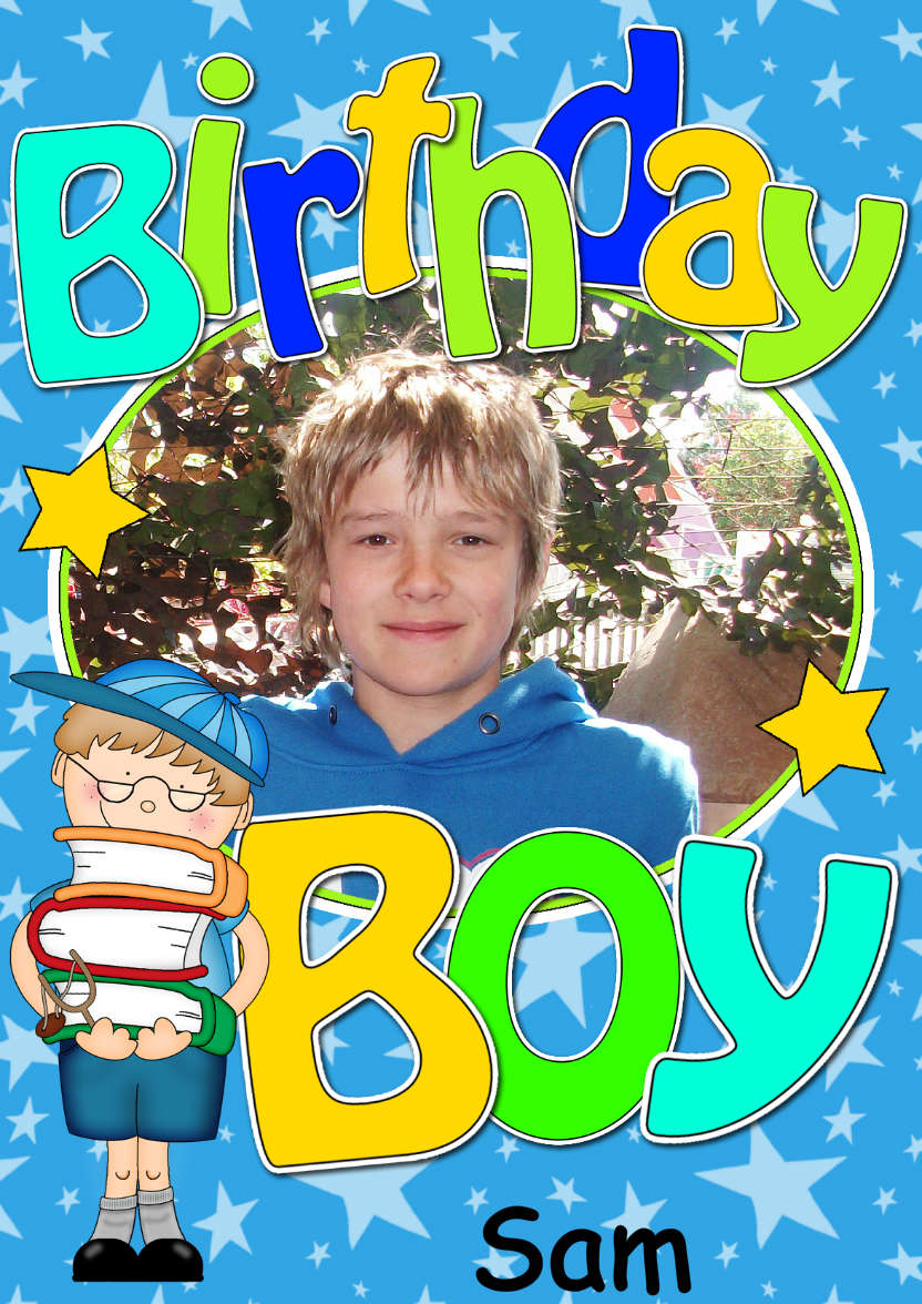 Birthday Boy Photo Upload Card - card made with Crafty Bob's Card Creator