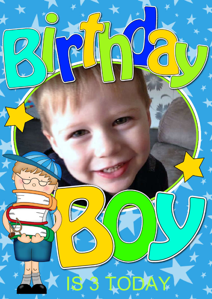 Birthday Boy Photo Upload Card - card made with Crafty Bob's Card Creator