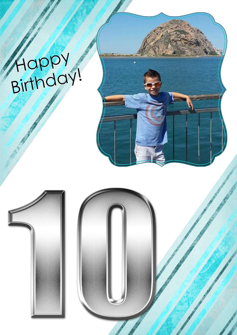 Grunge Stripes Age 10 Birthday Boy - card made with Crafty Bob's Card Creator