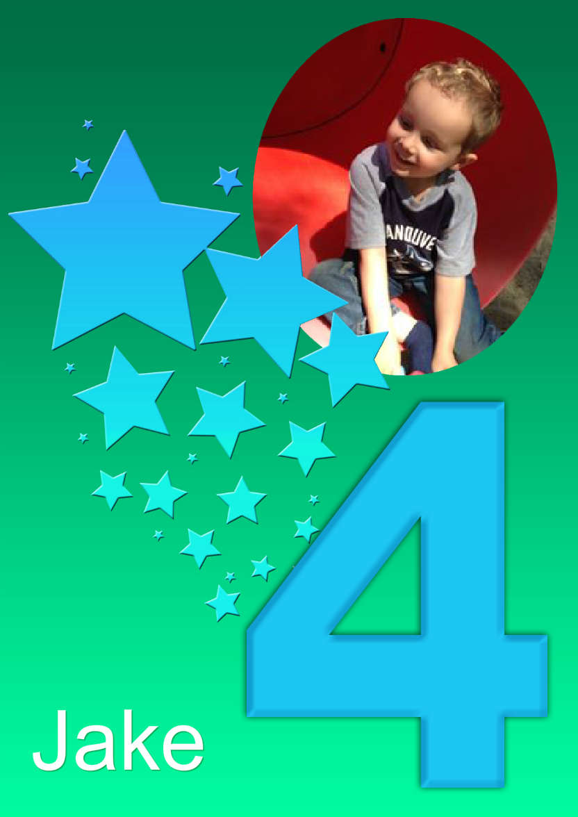 Stars Age 4 Boys Photo Card - card made with Crafty Bob's Card Creator
