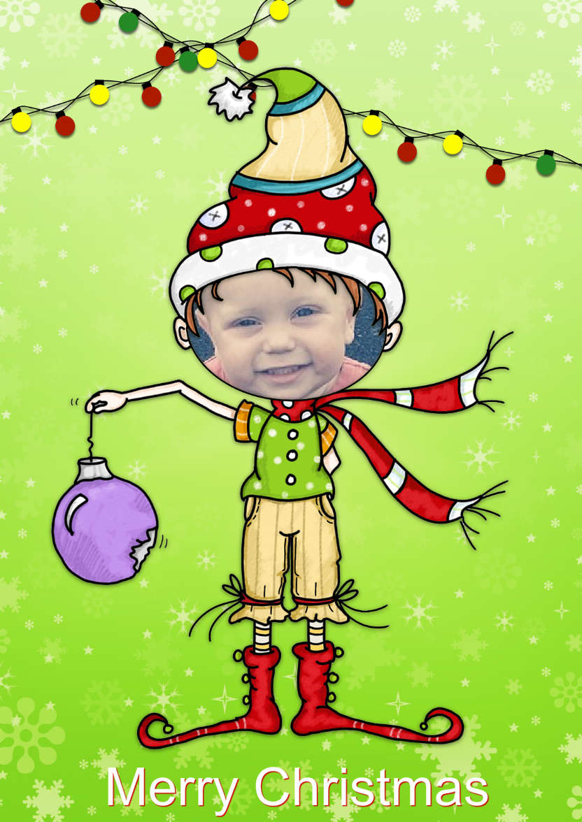 Christmas Elf Photo Card - card made with Crafty Bob's Card Creator