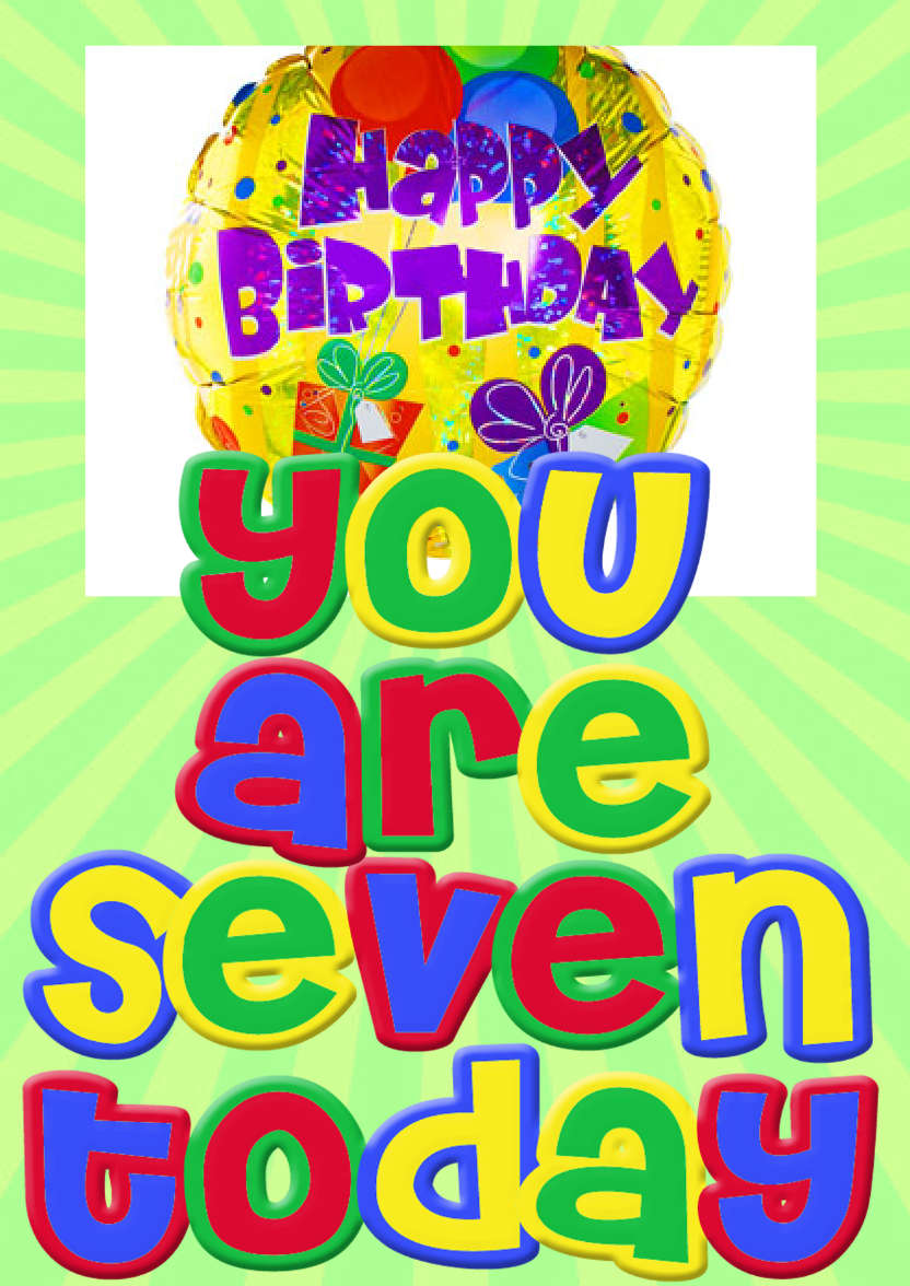 You Are Seven Boys Birthday Card - card made with Crafty Bob's Card Creator