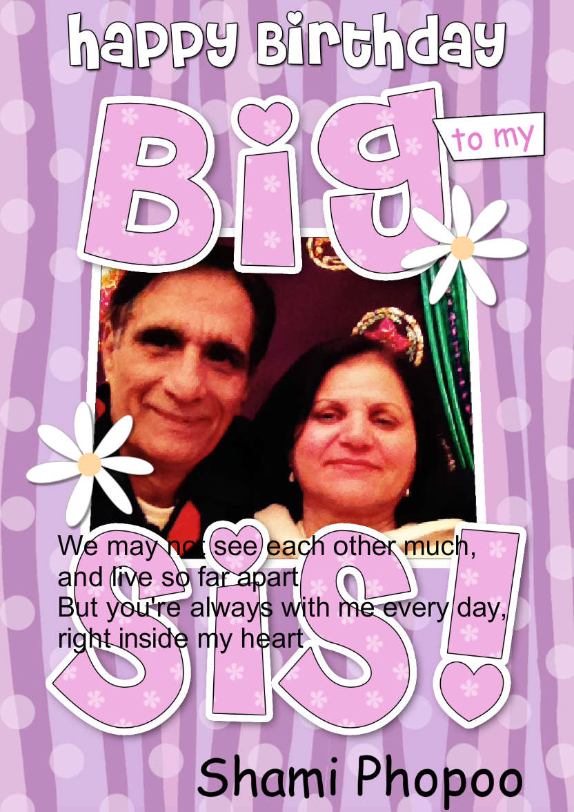 Birthday Big Sis Photo Upload Card - card made with Crafty Bob's Card Creator