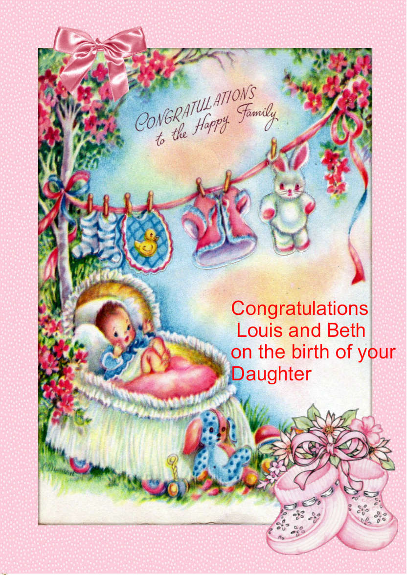 New Baby Girl ! - card made with Crafty Bob's Card Creator