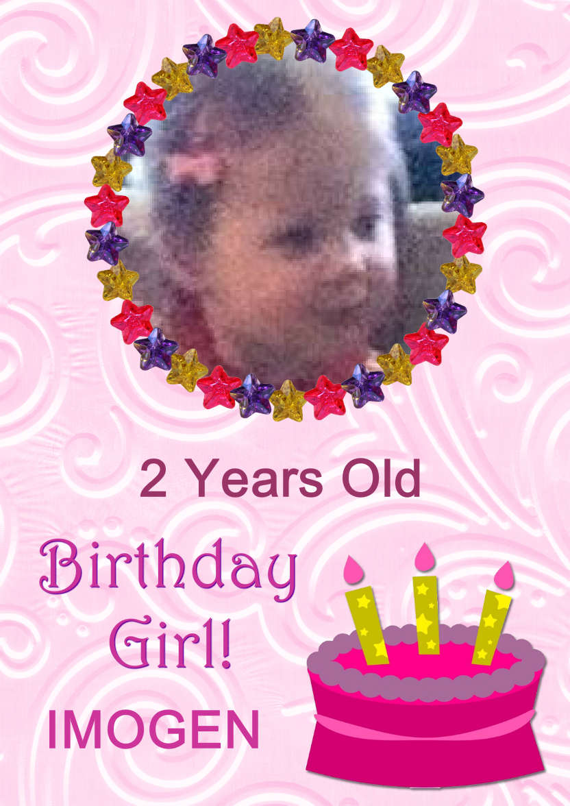 Star Frame Birthday Girl - card made with Crafty Bob's Card Creator