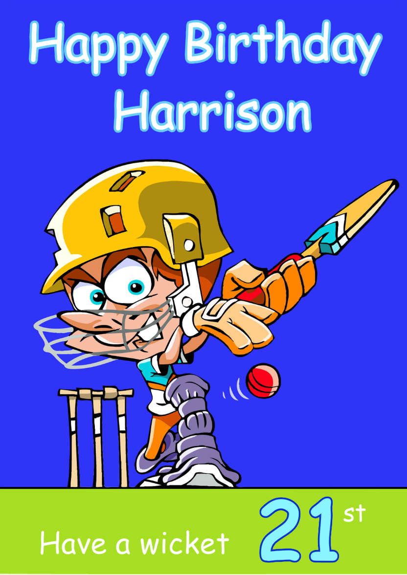 Cartoon Cricket Player Card - card made with Crafty Bob's Card Creator