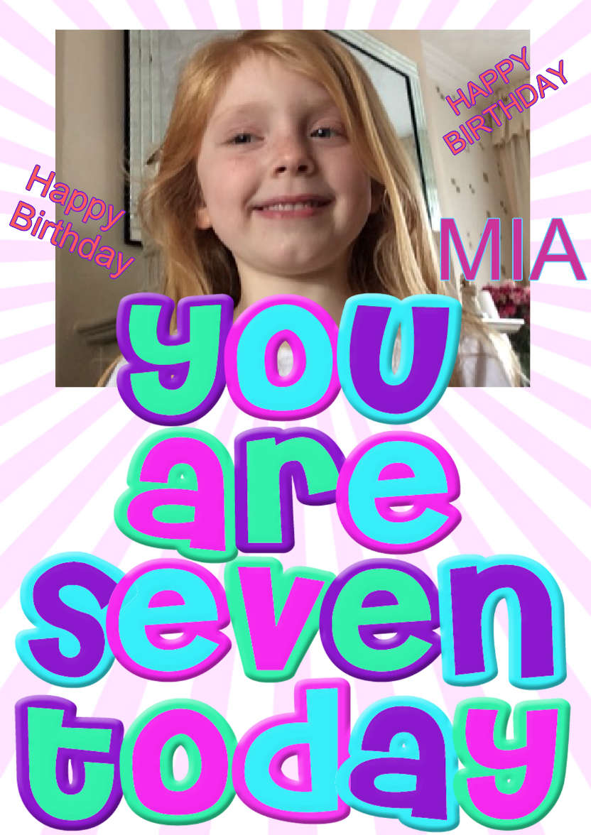 You Are Seven Girls Birthday Card - card made with Crafty Bob's Card Creator