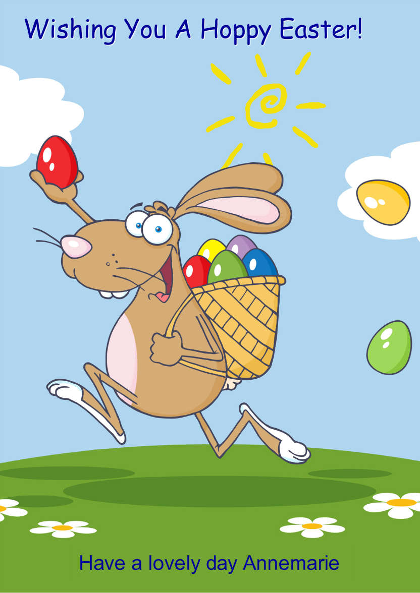 Easter Bunny Cartoon Card Front - card made with Crafty Bob's Card Creator