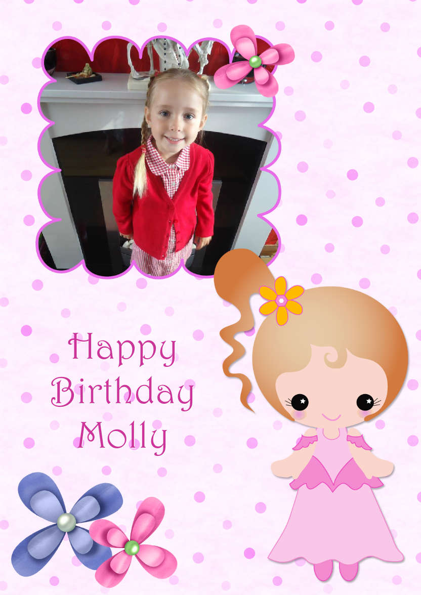 Pretty in Pink Girls Photo Card - card made with Crafty Bob's Card Creator