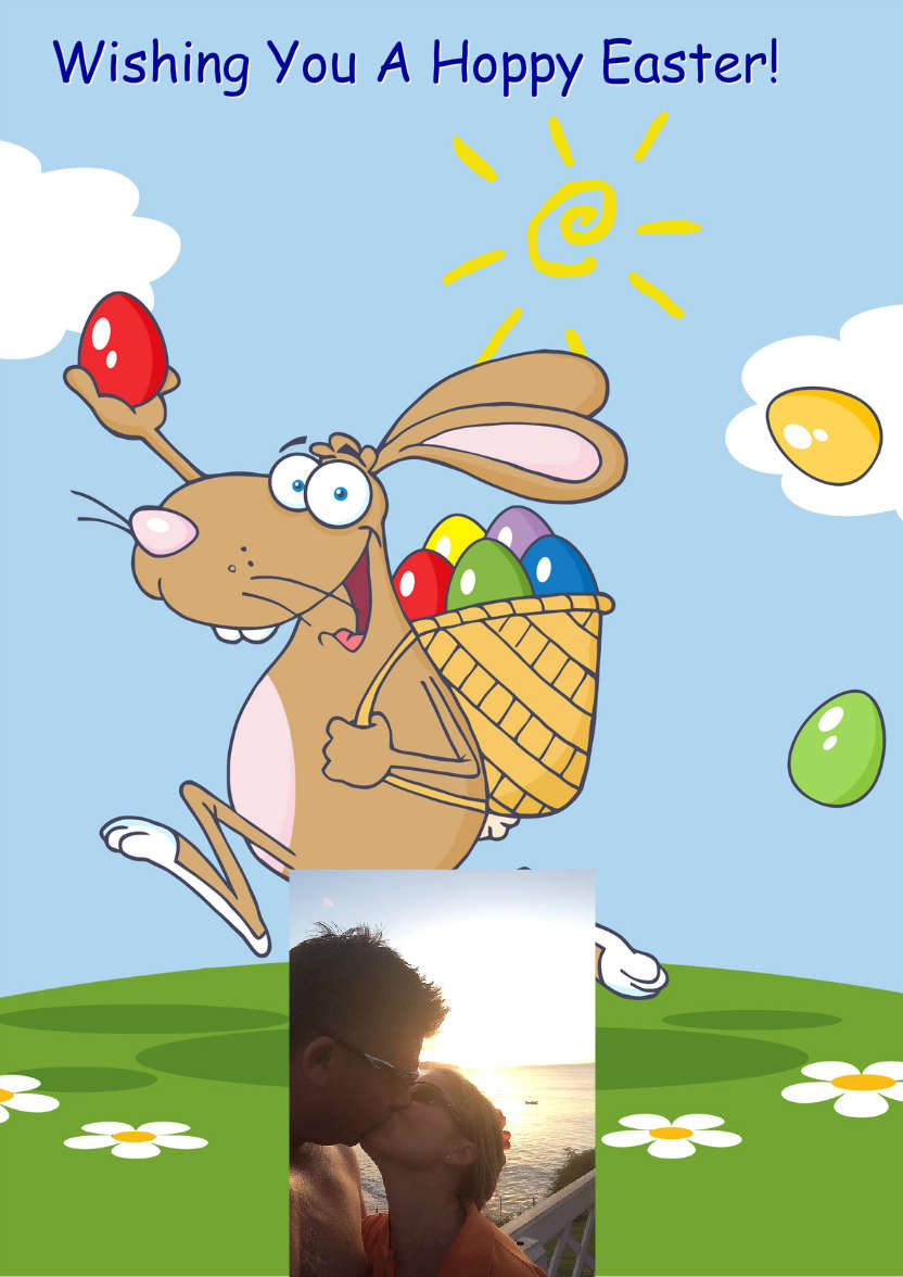 Easter Bunny Cartoon Card Front - card made with Crafty Bob's Card Creator