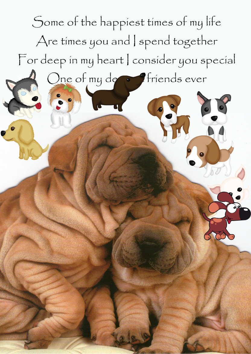 Chinese Shar-pei Cuddle Card - card made with Crafty Bob's Card Creator