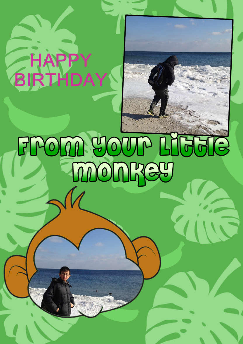 Little Monkey Photo Card - card made with Crafty Bob's Card Creator