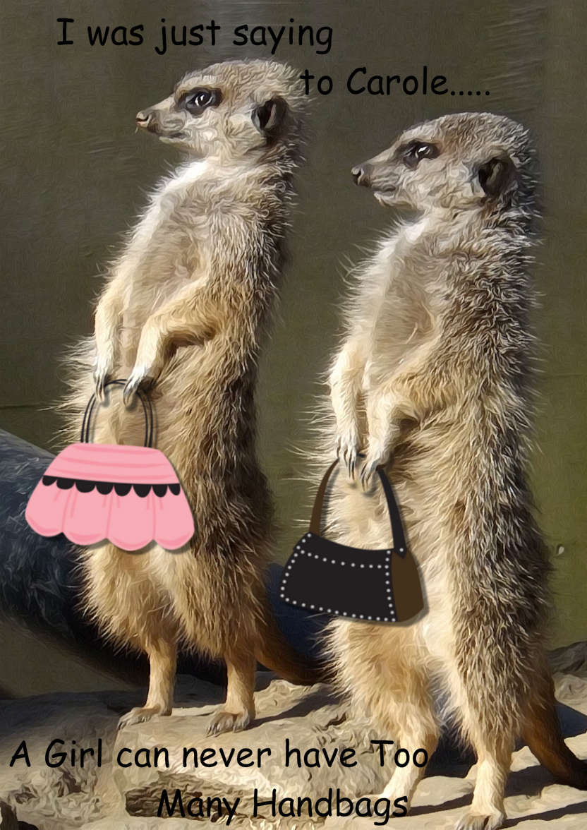 Meerkats with Handbags - card made with Crafty Bob's Card Creator