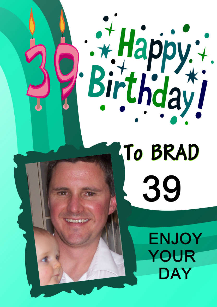 Green Birthday Wave Aperture Card Front - card made with Crafty Bob's Card Creator