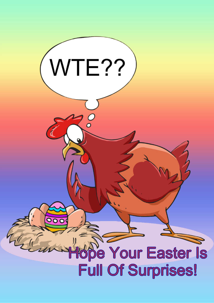 Confused Chicken Humorous Easter Card Front - card made with Crafty Bob's Card Creator