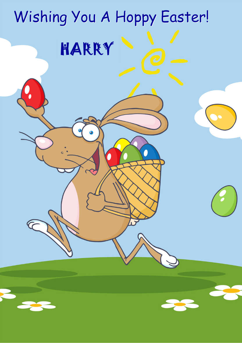 Easter Bunny Cartoon Card Front - card made with Crafty Bob's Card Creator