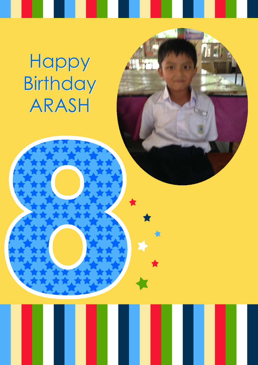 Age 8 Photo Card Boy - card made with Crafty Bob's Card Creator