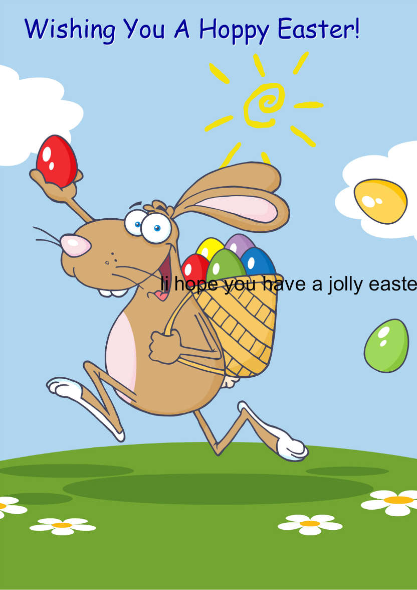 Easter Bunny Cartoon Card Front - card made with Crafty Bob's Card Creator