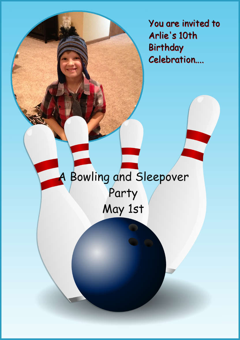 Ten Pin Bowling Aperture Card - card made with Crafty Bob's Card Creator