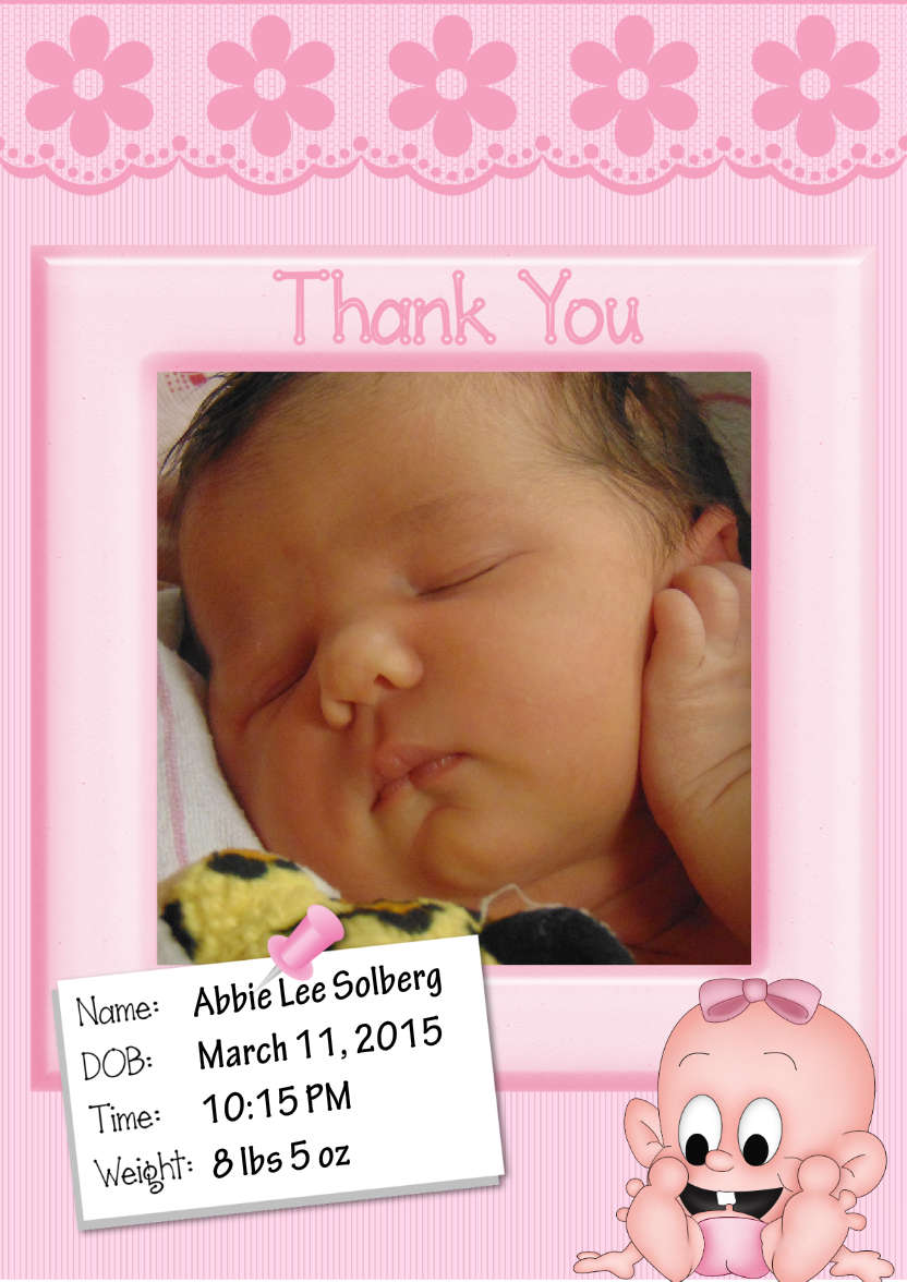 Baby Thank You Card - card made with Crafty Bob's Card Creator