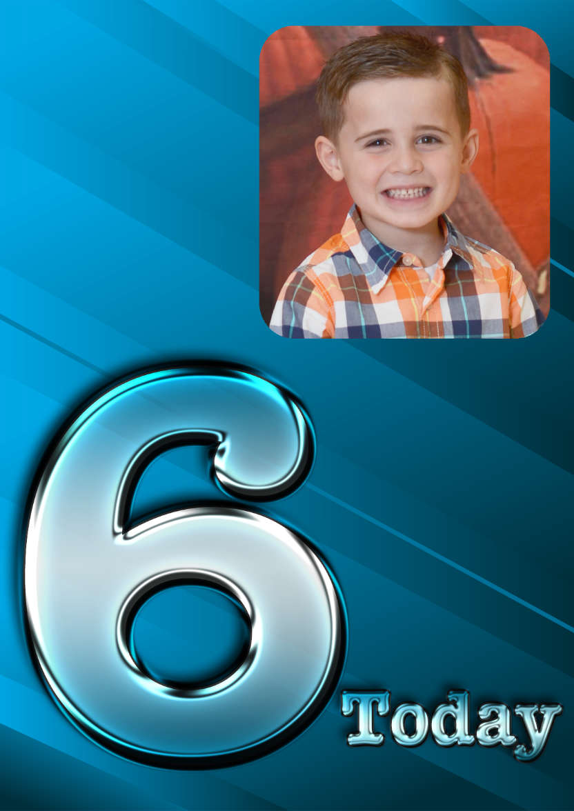 Metallic Age 6 Photo Card Blue - card made with Crafty Bob's Card Creator