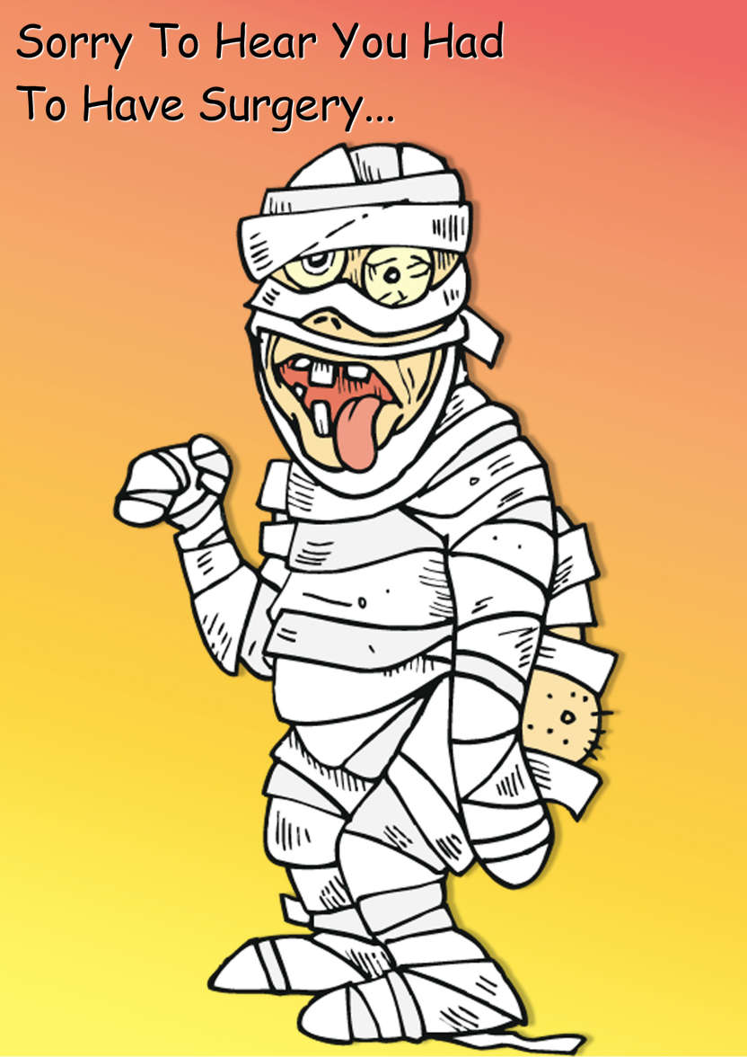 Humorous Mummy Get Well Soon Card - card made with Crafty Bob's Card Creator