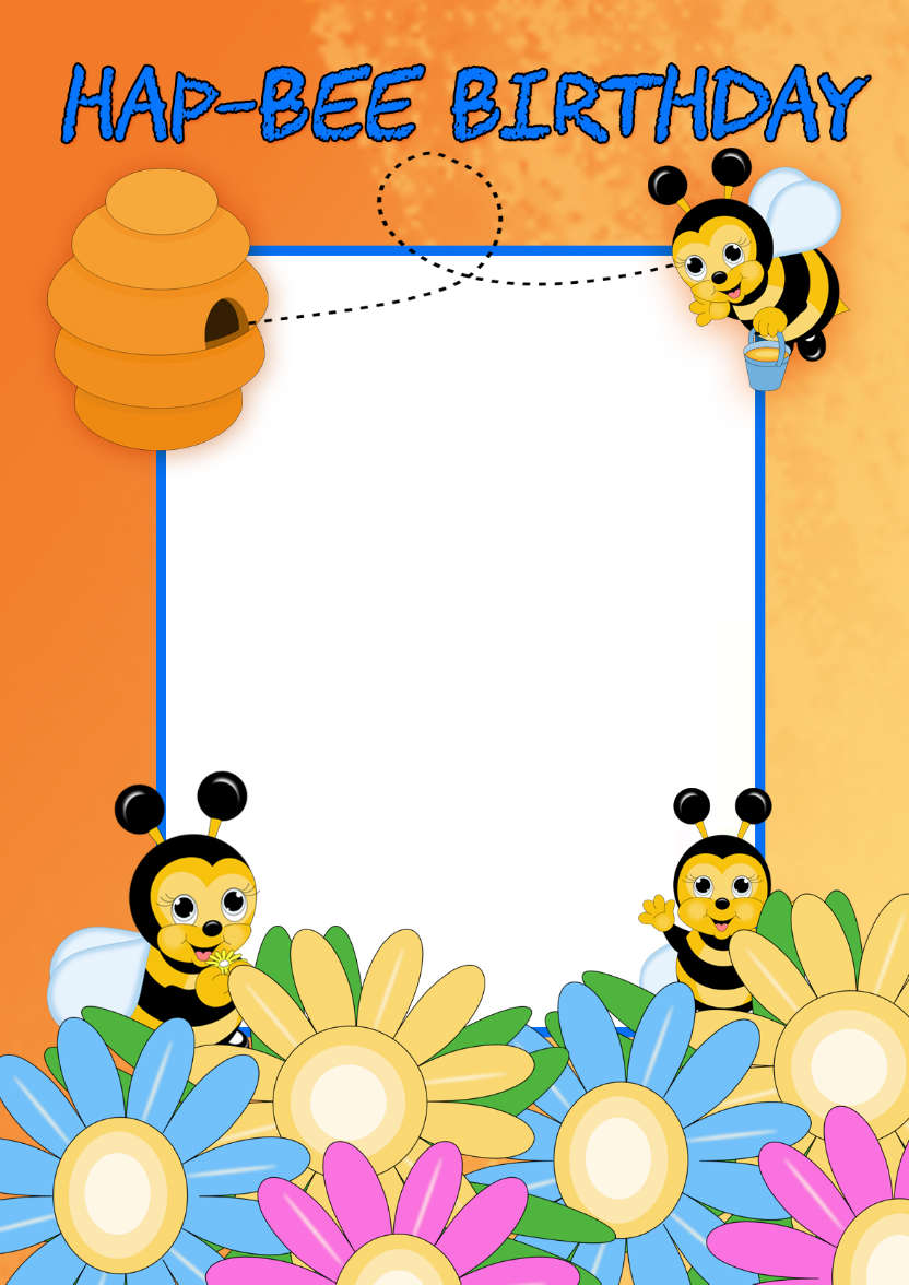 Bee Birthday Card Your Photo Here - card made with Crafty Bob's Card Creator