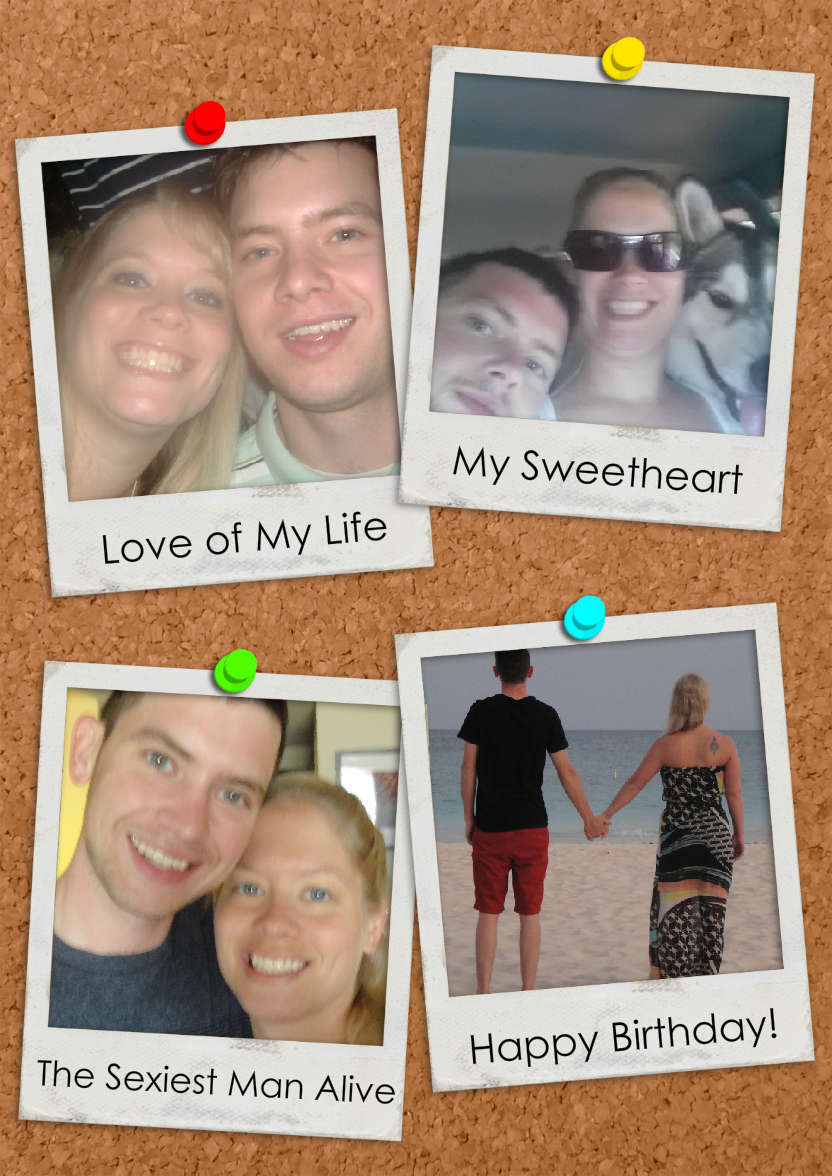 Polaroids on Corkboard Photo Card - card made with Crafty Bob's Card Creator