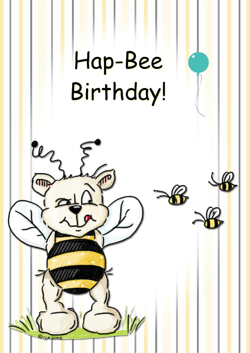 Bentley Bear and His Bees - card made with Crafty Bob's Card Creator