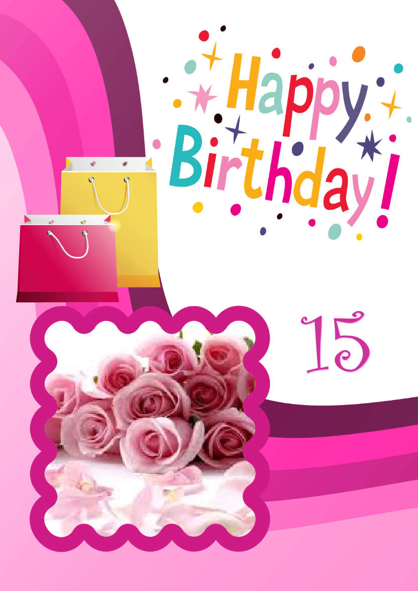 Pink Birthday Wave Card Front - card made with Crafty Bob's Card Creator