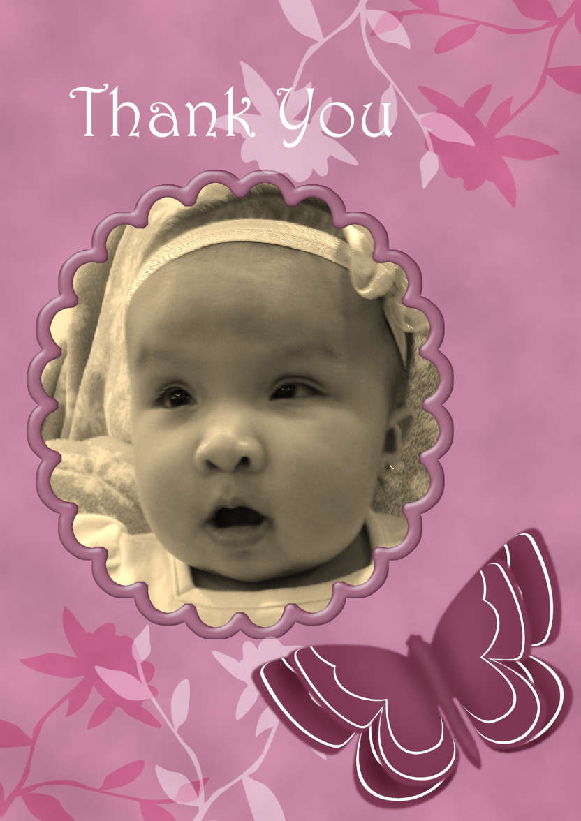 Thank You - Butterfly and Flowers - card made with Crafty Bob's Card Creator