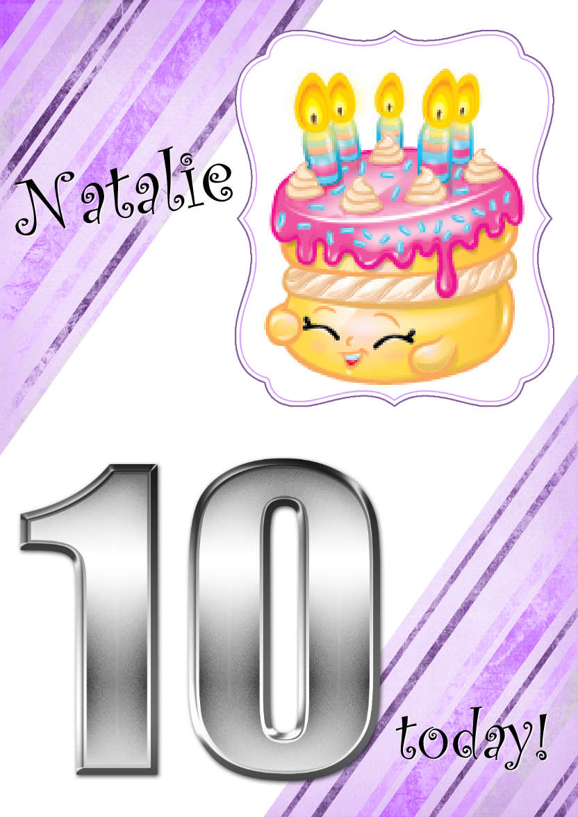 Grunge Stripes Age 10 Birthday Girl - card made with Crafty Bob's Card Creator