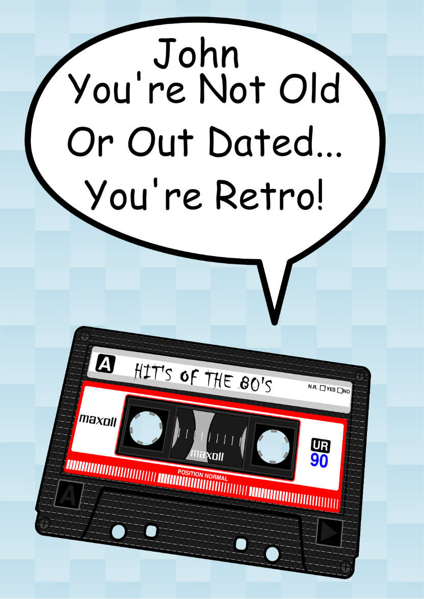 Retro Cassette Tape Card - card made with Crafty Bob's Card Creator