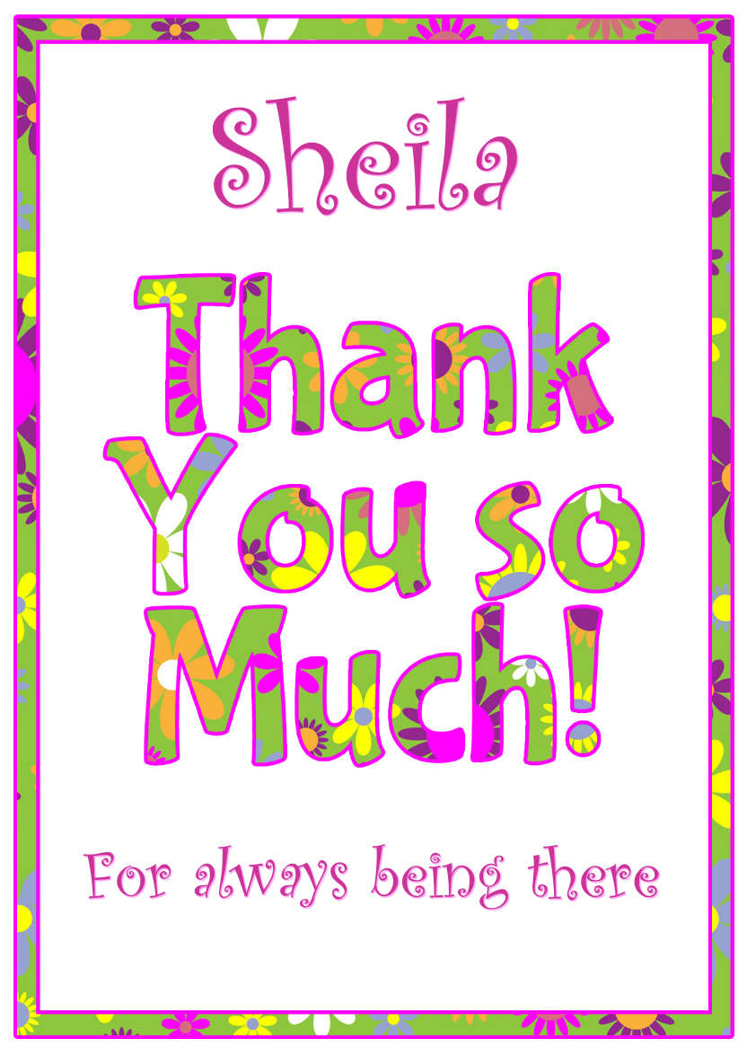 Thank You Floral Word Art Card Front - card made with Crafty Bob's Card Creator