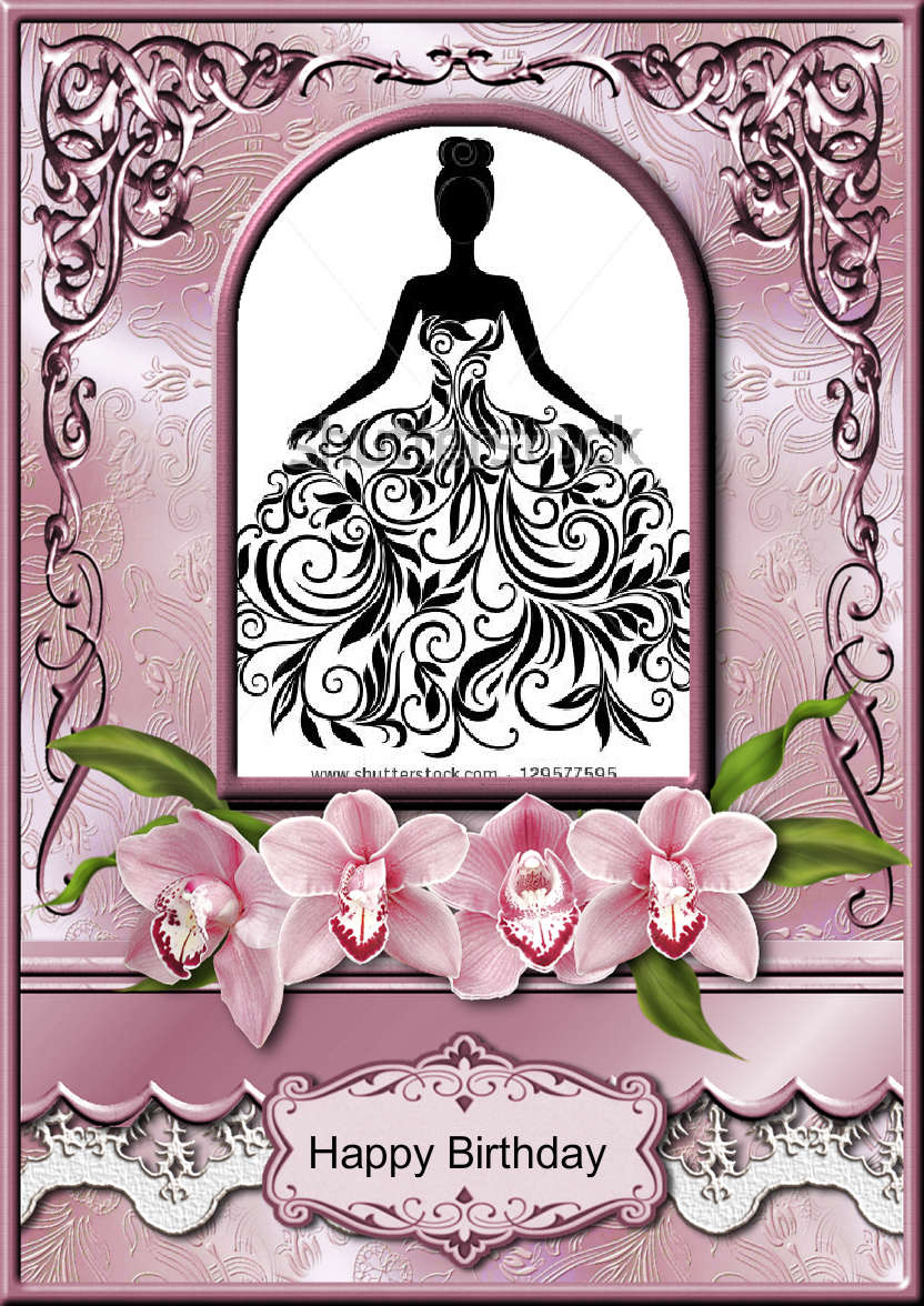 Pink Orchids Arched Frame Card - card made with Crafty Bob's Card Creator