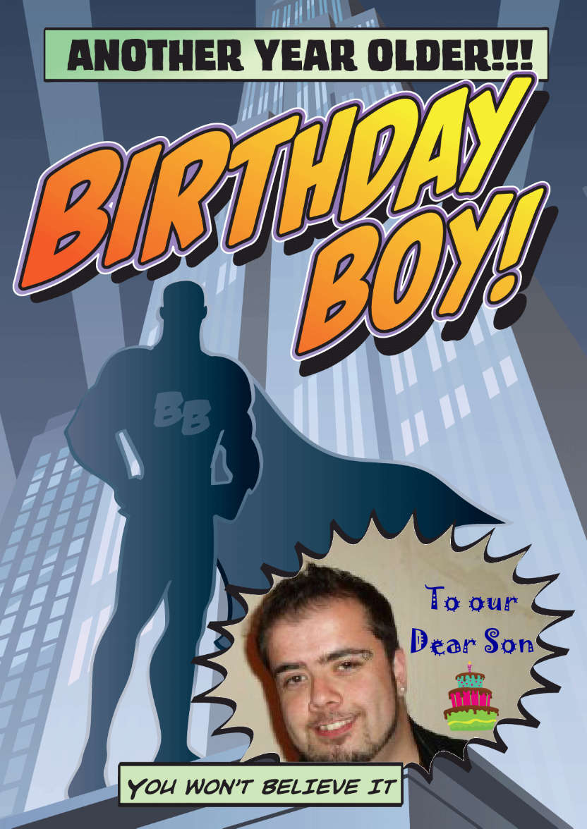 Birthday Boy - card made with Crafty Bob's Card Creator