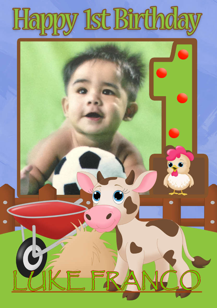 Cow Farm Your Photo Here Greeting Card - card made with Crafty Bob's Card Creator