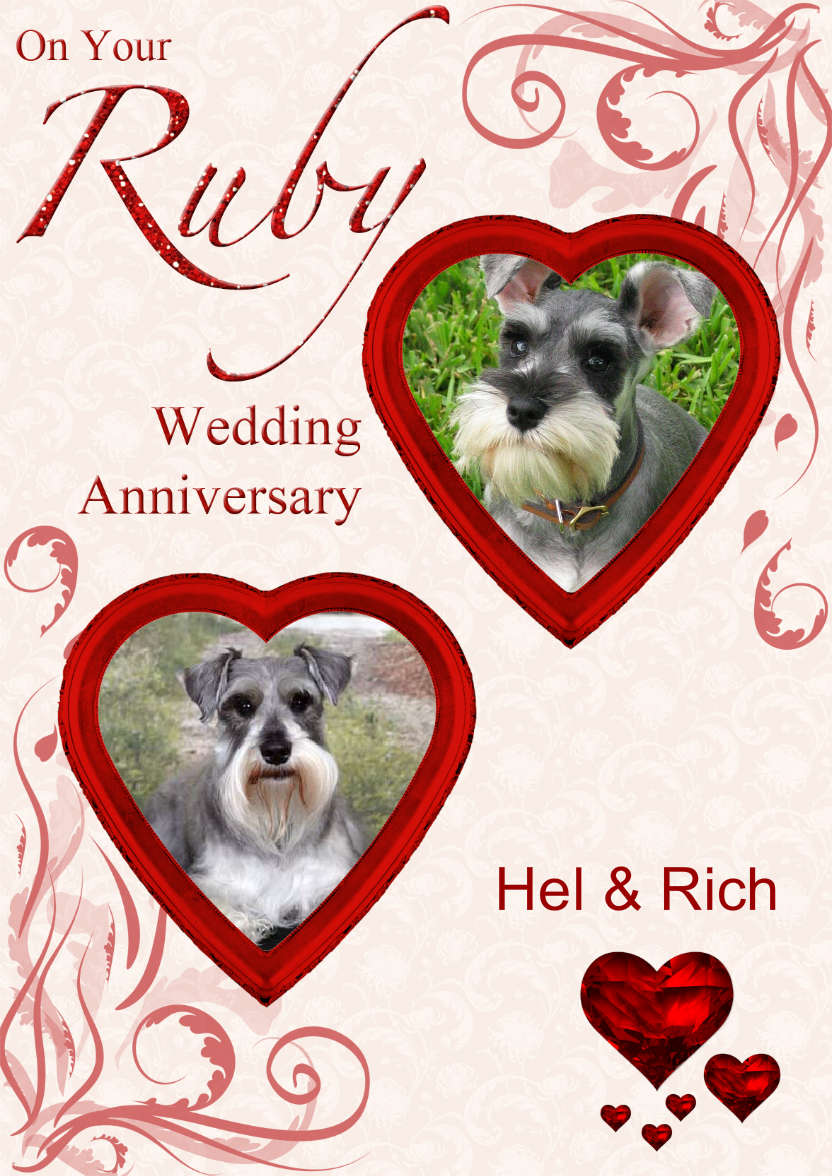 Ruby Wedding Anniversary Hearts Photo Card - card made with Crafty Bob's Card Creator