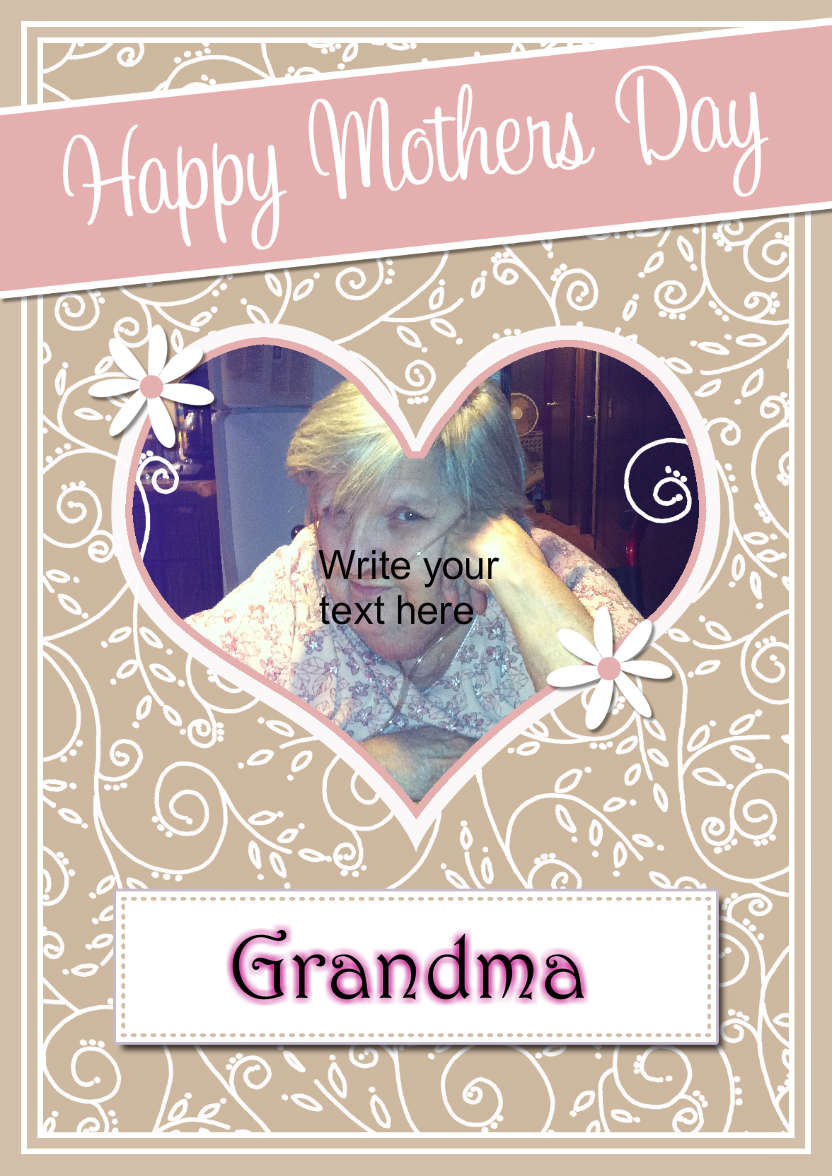 Mothers Day Heart & Swirls Photo Upload Card - card made with Crafty Bob's Card Creator