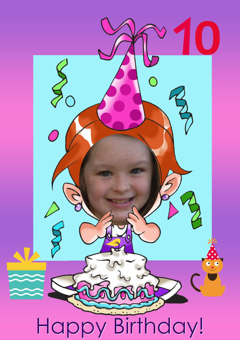Birthday Girl Aperture Card Front - card made with Crafty Bob's Card Creator