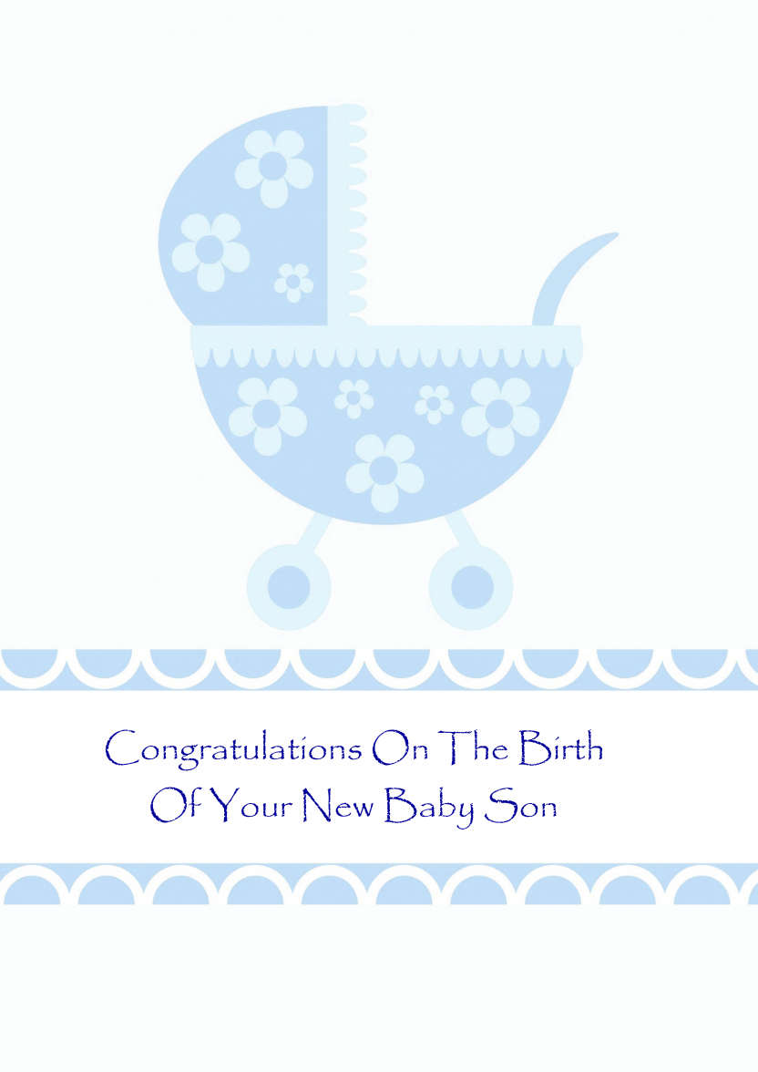 New Baby Boy Pram Card Front - card made with Crafty Bob's Card Creator
