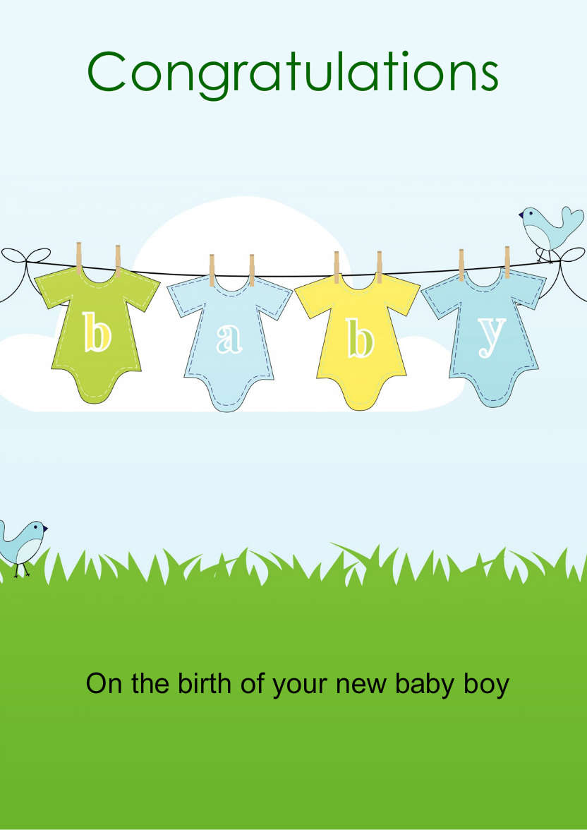 Washing Line New Baby Boy - card made with Crafty Bob's Card Creator