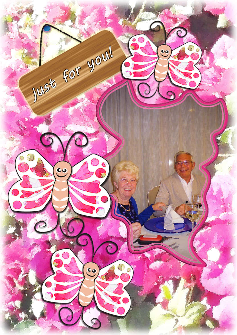 Pink Purple Blossoms - card made with Crafty Bob's Card Creator